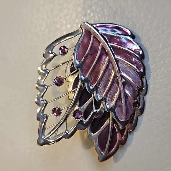 Kenneth Cole Silver Enamel Leaf Pin Brooch - Picture 3 of 7